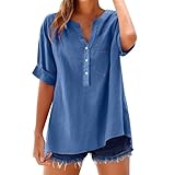 The Discounter Warehouse Deals Angebote Dirndl Sale Shirt 3/4 Arm Damen Sommer Longbluse Schwarz Tshirt Women's T-Shirts Graues Für Frauen Strandoutfit Oberteile