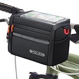 QCHMM Lenkertasche Fahrrad, Isolierte Fahrradtasche Lenker für E Bike und Fahrrad, 4L Fahrradkorb vorne Tasche mit Einstellbar Touchscreen und abnehmbar Schultergurt