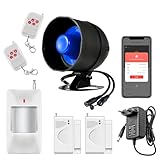 WiFi Alarmanlage Haus 115dB Lautes Sirene 7-teiliges Set Alarmanlage Wohnung mit Fenstersensor und Alarmanlage tür via Echtzeit APP Push, Ring Alarm für Tür Fenster, Wohnmobil,Garage (2.4GHz WiFi)