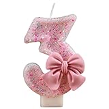 Zahlenkerzen für Geburtstagskuchen, Geburtstagskerzen, glitzernde Kerzen mit Schleifenknoten | Partyzubehör, Geburtstagstortendekoration, Dekoration