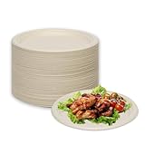 LDFDRT Pappteller 100 Stück Einweggeschirr Zuckerrohr Partyteller Biologisch Abbaubare Zuckerrohrfaser Rund Geschirr Zuckerrohrteller (natürlich, 17,8 cm)