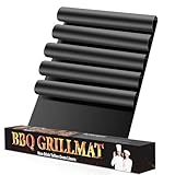 HAOCEE Grillmatte für Gasgrill, 5er Set 40x32 cm Antihaft Grillmatten Wiederverwendbar Backpapier Backmatte, PFOA-Frei Teflon BBQ Grillmatte Gasgrill Zubehör, Geeignet für Holzkohle, Gasgrill, Grill