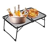 Klappbarer Picknicktisch | Grilltisch Mit Netzablage | 60 x 40 cm Tisch Für Outdoor Picknick Angeln Terrasse Grillen Reisen Garten Hinterhof