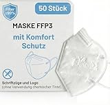50 FFP3 Mund- und Nasenschutz Maske mit EC Zertifizierung, 5 Lagige Maske ohne Ventil, Staub- und Partikelschutzmaske, medizinische Schutzmaske mit hoher PFE-Filtereffizienz ≥ 99, 50 Atemschutzmaske