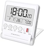 PEARL Reise-Wecker: Kompakter Reise-Funkwecker mit Thermometer und Datum, klappbar (Digitaler Funkwecker, Funk-Wecker mit DCF, klein)