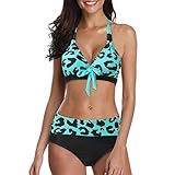 Generisch Bikini-Sets Für Damen High Waisted Bauchweg Triangle Bikinitop Und Bikinihose Curvy Damen Bikini Set Push Up Atmungsaktive Zweiteiliger Badeanzug Bikinis Bademode Swimsuits Strandmode