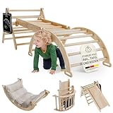 Juskys Kletterdreieck Movario Klein - Indoor Klettergerüst mit Rutsche & Kletterbogen - Dreieck Kinderzimmer & Kleinkind Spielplatz Klettern