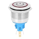 Drucktastenschalter, Momentschalter mit Schraubfuß, runde LED-Edelstahlleuchte für die Automobilindustrie (Red)