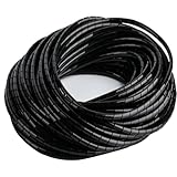 2 STK Spiral Kabelschlauch Schwarz,35 Meter Universal Kabel Spiralschlauch, Kabelschutzschlauch Kabelmanagement, Kabelkanal für TV Computer PC Kabelführung Kabel Organizer 4mm x 20m/6mm x 15m