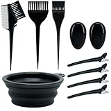 Irikdescia® 10 Stück Haarfärbepinsel und Schüssel-Set, mit Bürstenkamm, Haartönungsschale, Färbebürste, Ohrabdeckung, Haarnadeln, Premium Haarfärbepinsel-Set, für DIY Salon(Schwarz)