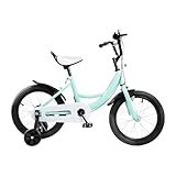 Lilyeriy 16 Zoll Kinderfahrrad - Höhenverstellbares Fahrrad für Jungen und Mädchen ab 4-8 Jahre mit Stützrädern, inkl. Handbremsen und Stabilisatoren Rahmen Kohlenstoffstahl (Grün)