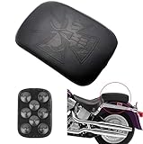 Motorrad Sozius Sitzpad mit 8 Saugnapf Motorrad Saugnapf Sitz Leder hinten Sozius Pad Sitz Kompatibel mit Harley Cruiser Chopper