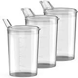 3x Schnabelbecher mit Deckel transparent Schnabeltasse Senioren 250ml Set aus 3x Becher mit 3x Deckeln (2x mit Öffnung 12 x 10 mm u. 1 x mit Öffnung 4 x 4 mm) Trinkbecher mit deckel- Trinkbecher Baby