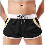 Leichte Herren-Shorts, bequeme Workout-Shorts, athletische Laufshorts für Herren mit Tasche, F-18, Schwarz, M