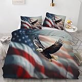 Bettwäsche 200x200 Nationalflagge Bettwäsche-Sets Seeadler Bettbezug Weiche Atmungsaktiv Mikrofaser mit Reißverschluss und 2 Kissenbezüge 80x80 für Erwachsene Geeignet