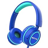 IMYB Kinder kopfhörer, Kopfhörer für Kinder mit Kabel, faltbar, Stereo Sound, Sichere Lautstärkebegrenzung, 3,5 mm Jack, Over Ear Kinderkopfhörer für Schule, Junge, Mädchen, Tablet, PC, Blau