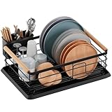 BRIAN & DANY Abtropfgestell für Geschirr, mit herausnehmbarem Tablett, 42 × 30 × 15 cm, Schwarz