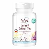 L-Lysin & Grüner Tee Extrakt - 100 vegane Kapseln, 400mg / 200 mg, Polyphenole und EGCG, Großpackung für 100 Tage | Qualität aus Deutschland von ViVe Supplements