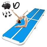 Aufblasbare Luftgymnastikmatten, 10,2 Cm Dick, Bahnen Für Den Heimgebrauch/Training/Yoga/Wasser Mit Pumpe,22.9Ft/7M*3.2Ft/1M,White