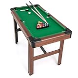 HOMASIS Mini Billardtisch, Billiard Tisch mit 2 Queues 2 Kreiden 16 Bällen Dreieck & Bürste, Tischbillard für Bar & Party, Pool-Billardtische Billard-Spiel für Kinder & Erwachsene, 122x61x76cm (Grün)
