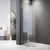 Walk in Dusche Duschwand 120x195 cm Falttür Dusche Duschtrennwand 6mm ESG-Sicherheitsglas Nano Beschichtung
