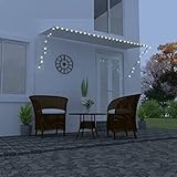 Einziehbare Markise mit LED, UV- und wasserbeständig, Handbetrieben, Für Balkon und Terrasse, Markise Einziehbar, Sonnensegel Balkon, Creme, 300 x 150 cm