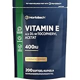 Vitamin E Kapseln Hochdosiert 400 IE bioaktives pro Kapseln | aus D-Alpha-Tocopherol | 200 Softgel Kapseln | von Horbaach