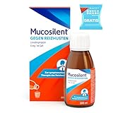 Mucosilent gegen Reizhusten | Hustenstiller Saft 100 ml | Mit Levodropropizin | Bis zu 6 Std. Linderung | Alkoholfrei, Zuckerfrei | ab 2 Jahren | inkl. Duschtab