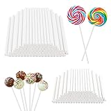 GHVACZS 200 Stück Cake Pop Stiele Set (10cm und 15cm), Weiße Lollipop Sticks, Fester Papierstift Cakepop Stiele, Cake Pops Stiele für Regenbogenbonbons, Pralinen und Desserts