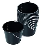 Kistenberg 10x Baueimer 20 Liter | Eimer mit Skala und ergonomischem Griff | aus robustem Kunststoff | schwarz | ideal für Bauarbeiten, Garten und Heimwerkerprojekte | 36,5 x 28 cm