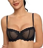 DotVol Damen Spitze Balconette BH Push Up Ungepolste Unterwäsche Convertible Multiway Bra Große Größen(Schwarz, 85C)