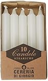 Cereria di Giorgio 407 Stearikerzen, Wachs, Weiß, 1,8 x 1,8 x 15 cm, 10 Stück