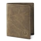 TENBST Geldbörse Herren mit RFID Schutz, Portmonee mit 15 kartenetui, Ausweisfenster & Fotofenster, Münzfach mit Knopf, 2 Geldscheinfächern, Herren Geldbörse mit Geschenkbox – Braun