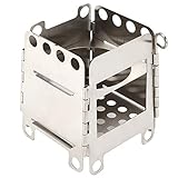 Klappofen aus Edelstahl, Campingkocher Holzofen Alkoholkocher Und Hobo Kocher, Mini Tragbar Holzvergaser Faltbar, Tragbare Holzherd Leicht Herd für Rucksackreisen, 10.5x9.5cm