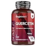 Quercetin 1000mg Kapseln - 180 vegane Kapseln - Reines Quercetin Pulver aus dem japanischen Schnurbaum - Natürliche Zutaten & Hergestellt ohne Magnesiumstearat - Nahrungsergänzungsmittel - WeightWorld