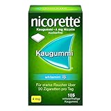 NICORETTE Kaugummi 4mg whitemint – Nikotinkaugummi zur Raucherentwöhnung – Zahnweißeffekt – Minzgeschmack – 4mg Nikotin – 105 St.