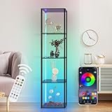 XIIW Bücherregal mit LED-Beleuchtung, 5 Stufige Stehleuchte mit Regal, Stehlampe Wohnzimmer aus Holz mit APP und Fernbedienung, Standleuchte Eckregal für Wohnzimmer, Schlafzimmer, Arbeitszimmer