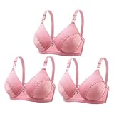 Guhmomh Gutschein 2025 Push up BH Damen ohne Bügel 3er Pack Klassische Damen-BHS Weich Bequemer V-Ausschnitt Bustier Teenager Modische Atmungsaktiv Bras Tshirt Bralette Wassermelonenrot S
