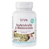 Teufelskralle & Weidenrinde - 90 Kapseln - standardisierte Extrakte mit Harpagosiden und Salicin - hochdosiert und vegan | Qualität aus Deutschland von ViVe Supplements