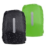 Funmo 2 Stück Regenschutz für Rucksäcke, Wasserdichter Rucksack Regenschutz, Schutzhülle Regenhaube mit Reflektorstreifen, Regenhülle für Schulbildung, Camping, Outdoor-Aktivitäten