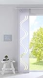 Gardinenbox Flächenvorhang Schiebegardine HxB 245x45 cm Grau Ausbrenner Qualität modern mit Wellen Muster transparent Paneelwagen Beschwerungsstange, 20190418