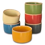 Mora Set mit 6 Auflaufförmchen aus Keramik, 227 g, kleine Ofenformen für Pudding, Crème Brûlée, Soufflé, Soufflé, Creme, Eiscreme, Eiscreme, einzelne Mini-Schüsseln, handwerkliche Farben