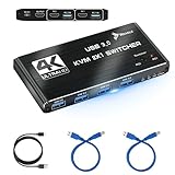 REAGLE Switch HDMI Splitter, Umschalter unterstützt HD 4K 4K 60Hz 2X1 HDMI 2.0 4X USB 3.0 HDCP 2.2 KVM für TV Box, für Konsolen, Projektoren, Mäuse, Tablets, Tastaturen usw.