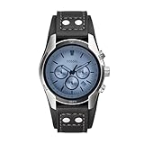 Fossil Coachman uhr für Herren, Chronographenwerk mit Edelstahl- oder Lederarmband, Blau, 45MM