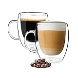 PYYB 2×350ml Doppelwandiger Kaffeegläser, Latte Macchiato Set Cappuccino thermotassen glas