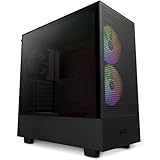 NZXT H5 Flow RGB - CC-H51FB-R1 - ATX Mid-Tower Gaming PC-Gehäuse - USB-C Port - Mesh Front- & Tempered Glass Seitenteil - 2X F-Series 140mm Core RGB Fans inklusive - Wasserkühlung Ready - Schwarz