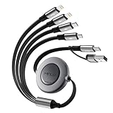 Minlu Multi USB Kabel, 6 in 1 Einziehbares Multi Ladekabel mit Datenübertragung [4A 1.2M] 4 in 2 USB A/C Ladekabel Schnellladekabel mit Micro/Typ C/Lightning für iPhone,Android,Galaxy,Tablet