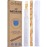 ORINKO® Miswak Siwak Zahnbürste x2 mit Etui x2 - Natürliche Zahnpflege mit Miswak-Stick - Bio Zahnholz für gesunde Zähne - Traditionelle Zahnreinigung für Mensch & Umwelt - Frisch verpackt