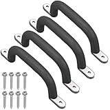 Dolibest 4er Klettergriffe, 18cm Haltegriffe Kinder Indoor Outdoor Spielturm Handgriffe für Spielplatz/Spielset/Monkey Bar/Hochbett/Kinderzimmer/Baumhaus Hangelgriffe Wand/Decke, Metall Schwarz