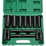 Sexyhot 15pcs Kraft Schlagschrauber Satz, 8-32mm Spezial Steckschlüsselsatz, 1/2' Schlagschrauber Nüsse Set fur Autoreparatur/Reifenwechsel/Reparatur Von Haushaltsgeräten(27 * 22 * 6cm)